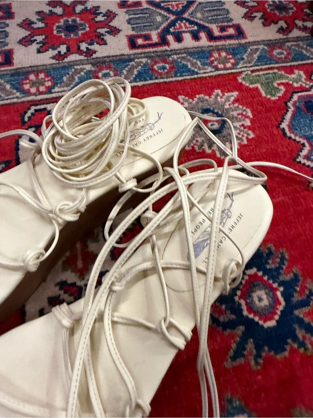 Women’s Jeffery Campbell Cream Lace-Up Platform Sandals